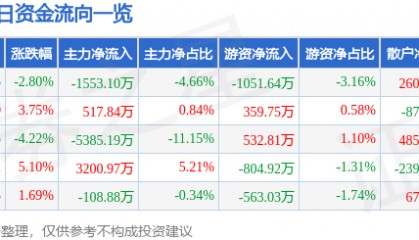 股票行情快报：数字认证（300579）1月15日主力资金净卖出1553.10万元
