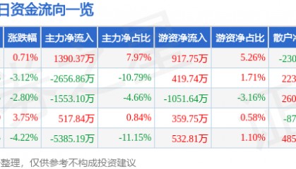 股票行情快报：数字认证（300579）1月19日主力资金净买入1390.37万元