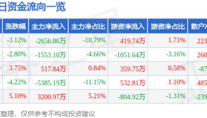 股票行情快报：数字认证（300579）1月16日主力资金净卖出2656.86万元