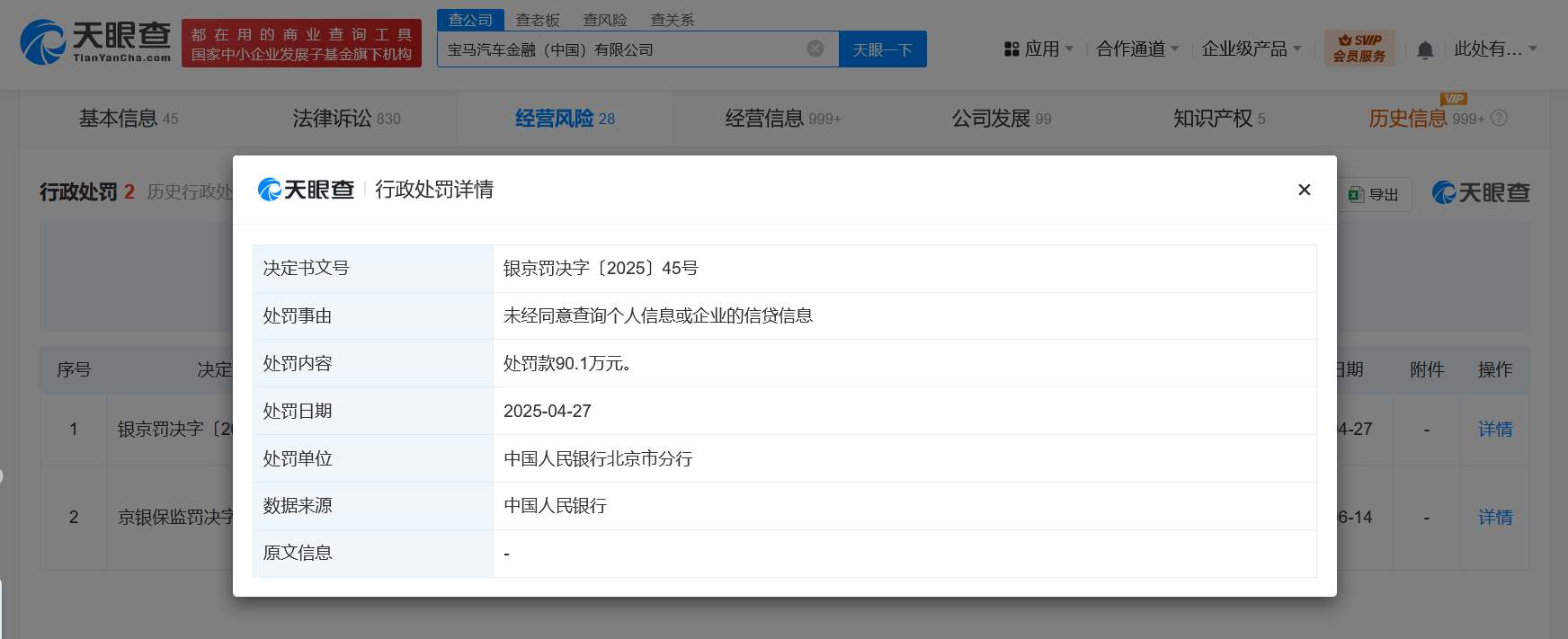 宝马金融违规查询个人信息被罚 宝马金融违规查询企业信贷信息被罚 宝马金融违规查询个人或企业信息被罚90.1万