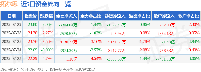 拓尔思（300229）7月29日主力资金净卖出3304.64万元